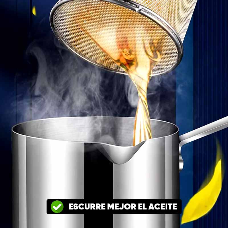 Olla Con Filtro de Aceite para Freir en Acero Inoxidable
