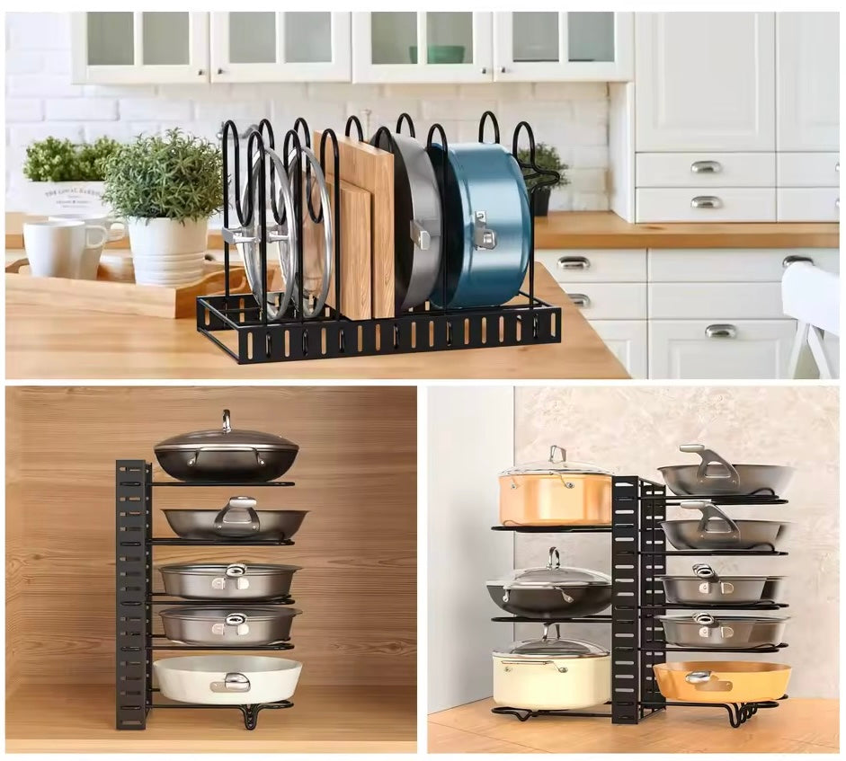 Organizador ollas, tapas y sartenes 🍳 3 EN 1 POWER KIT ✨ 8 Niveles