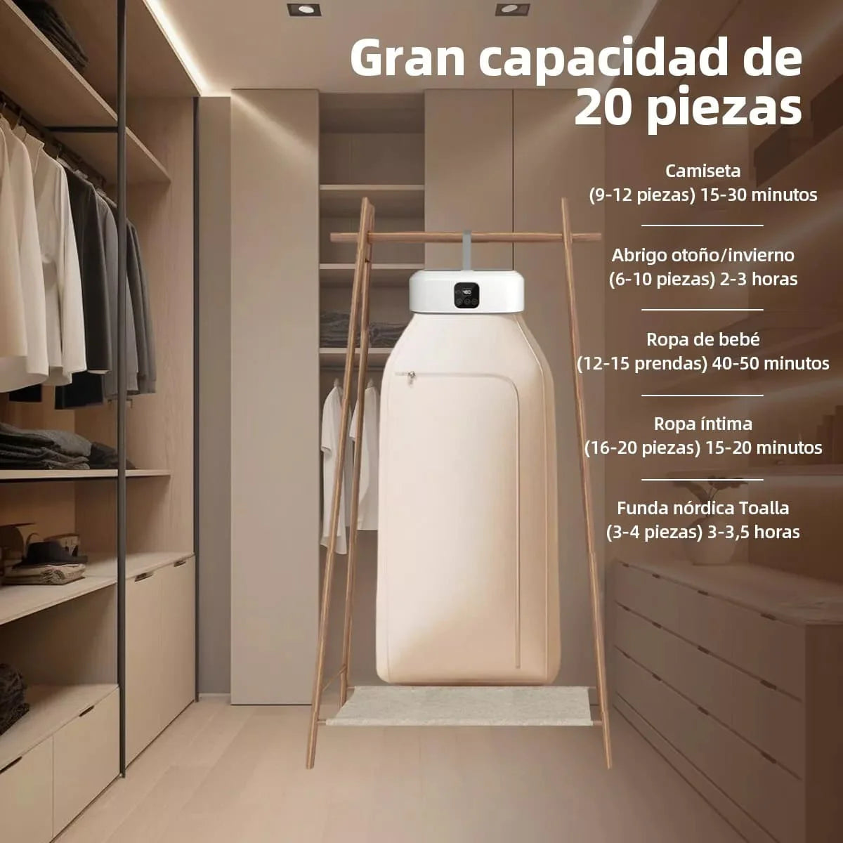Secador de ropa portátil - Seca hasta 10 prendas en 60 minutos