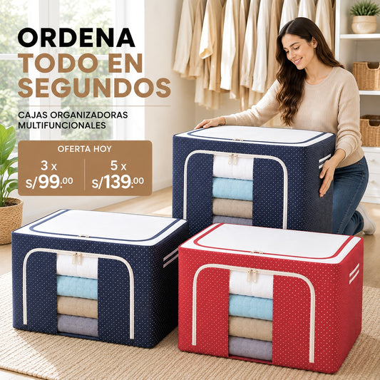 Caja Organizadora Oxford - Premium con Varillas | Pack 3 UNDS