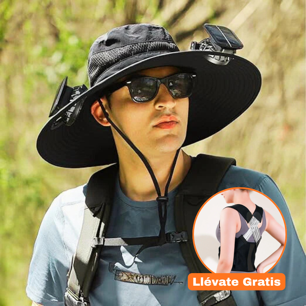 Sombrero con 2 Ventiladores de Energía Solar + Corrector de Postura Gratis