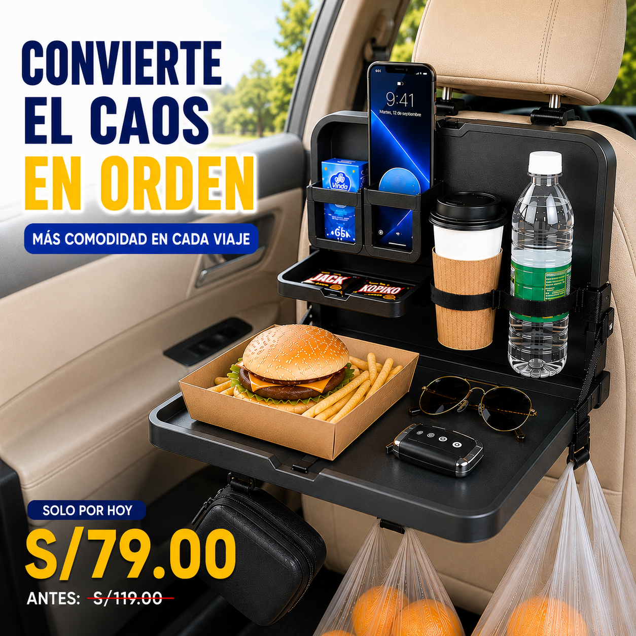 MESA PLEGABLE ORGANIZADOR DE AUTO