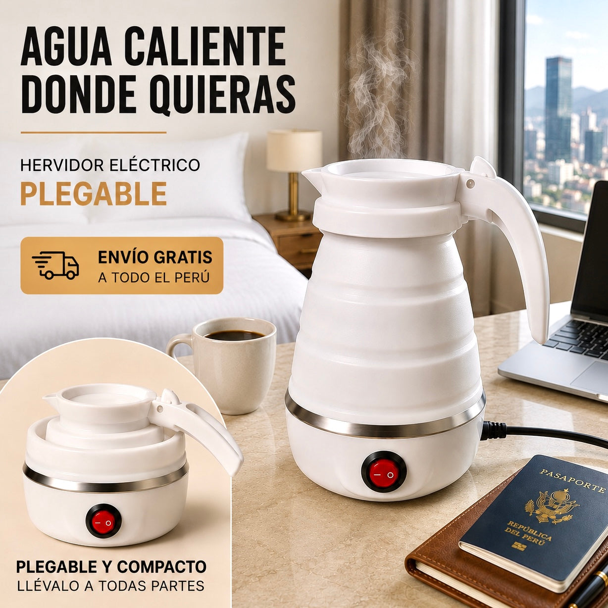EasyBoil™ Hervidor eléctrico plegable y portátil