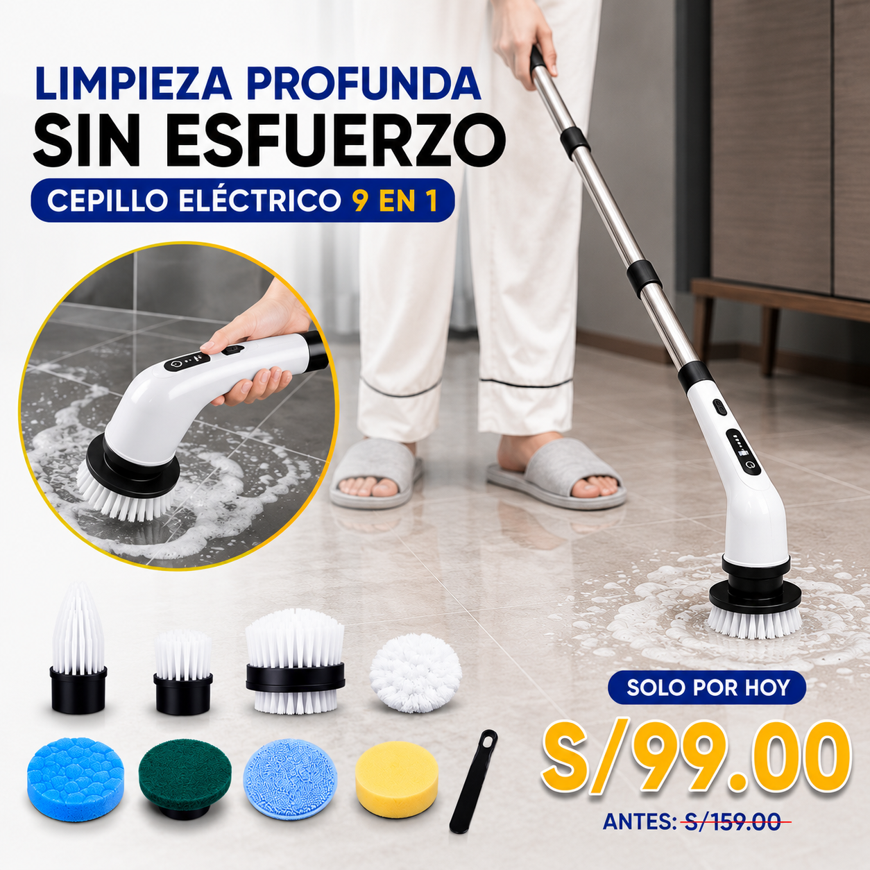 CEPILLO POTENTE DE LIMPIEZA 9 EN 1 - DISEÑO EUROPEO