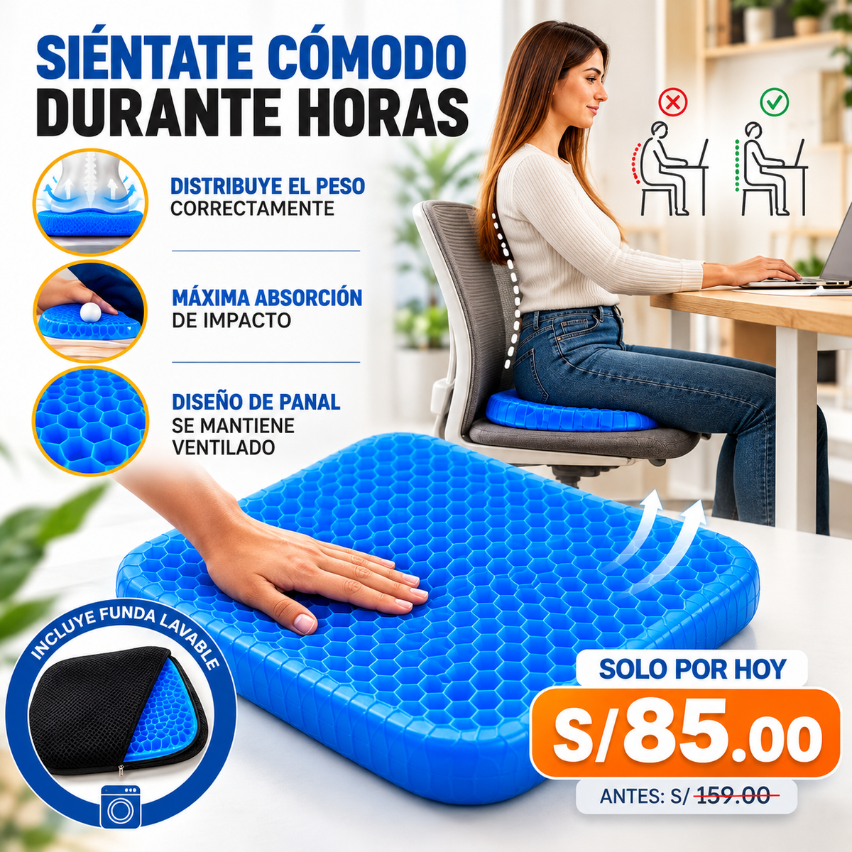 Cojín de Gel Premium ¡Siéntate Sin Dolor! 💙