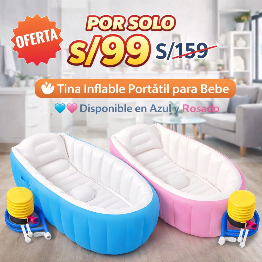 IzyBabyWash | Bañera segura portátil para tu bebé + Inflador Gratis 🎁