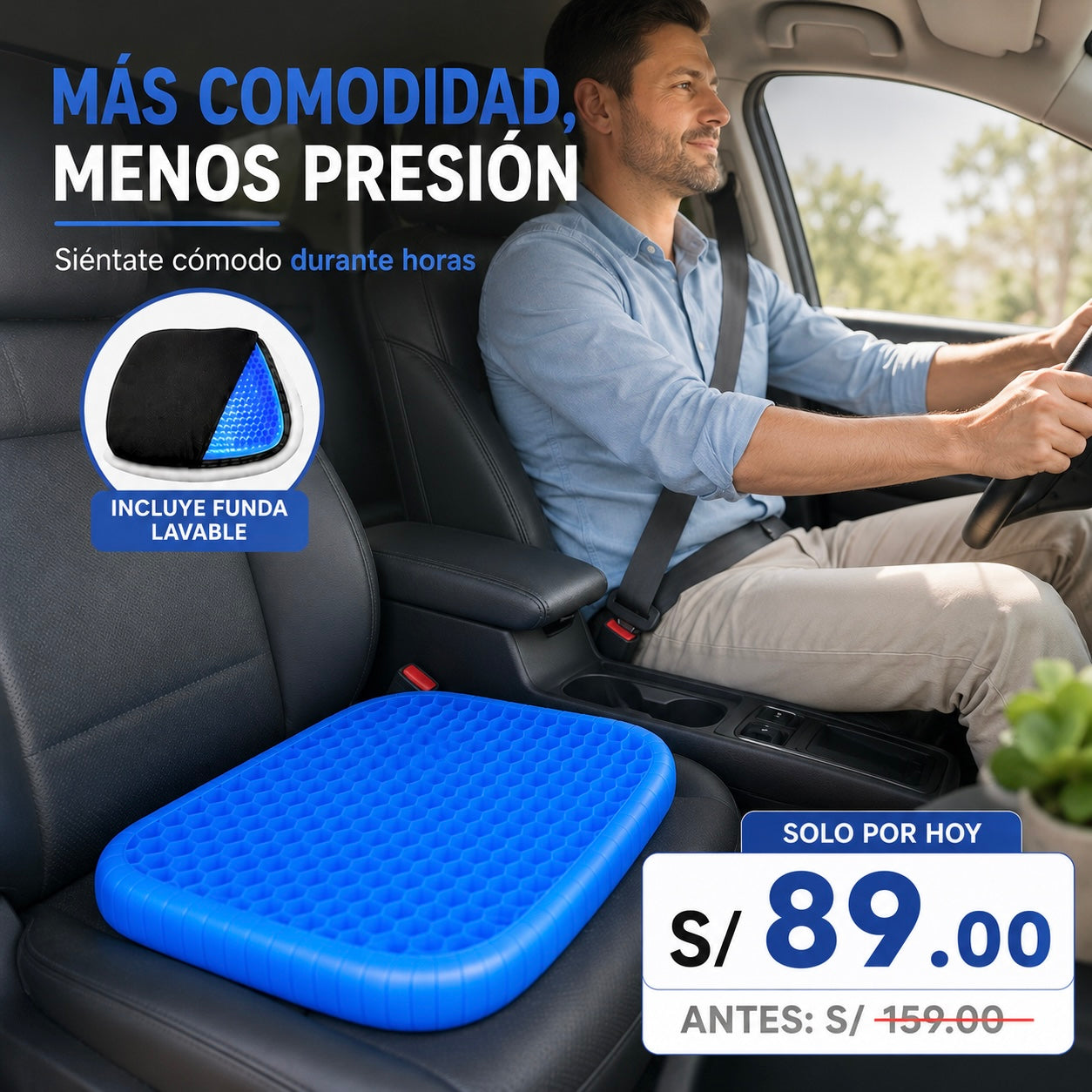 Cojín Gel Premium ¡Siéntate Sin Dolor! 💙🚙