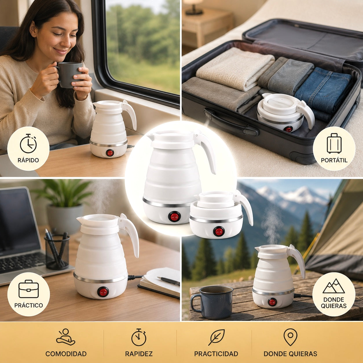 EasyBoil™ Hervidor eléctrico plegable y portátil